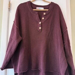 Free People Burgundy Crew Neck Sweater